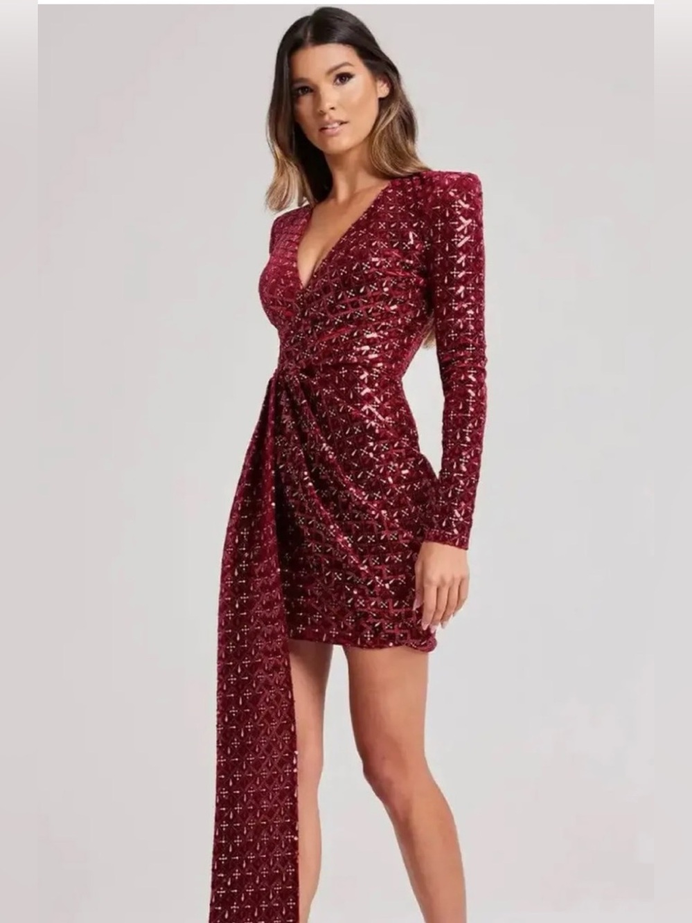 Stunning Nadine Merabi Chrissy Burgundy Red Dress